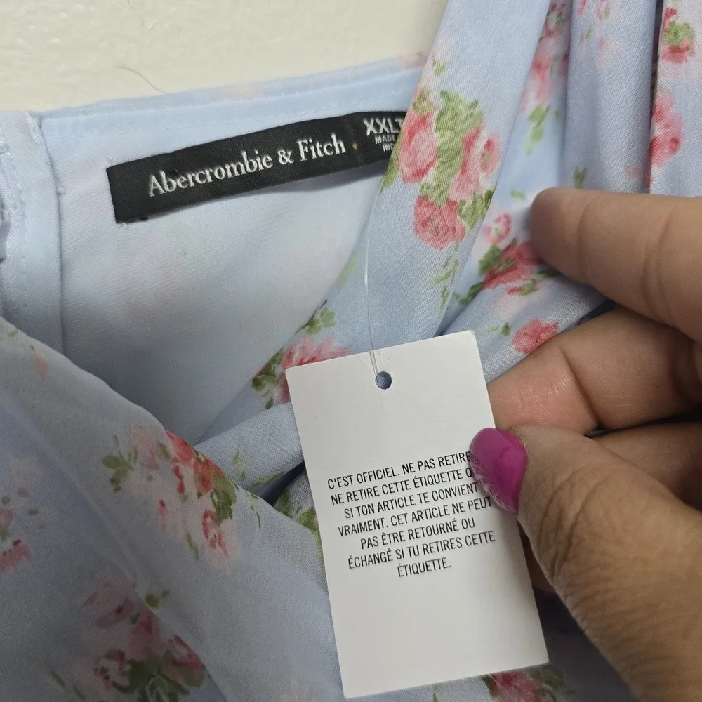 Abercrombie & Fitch Floral Maxi Dress‎ Ruffle High Low Wedding Guest Sz XXLT NEW